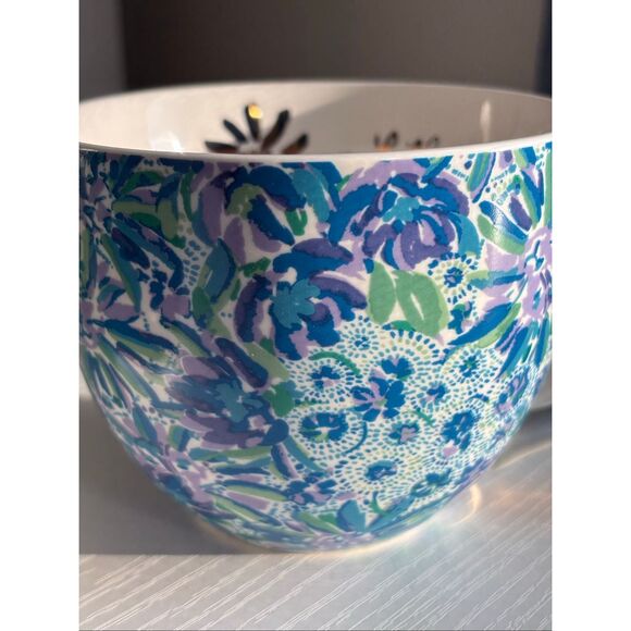 Lilly Pulitzer Ceramic Coffee Mug Tea Cup floral with Gold detail - Picture 3 of 9